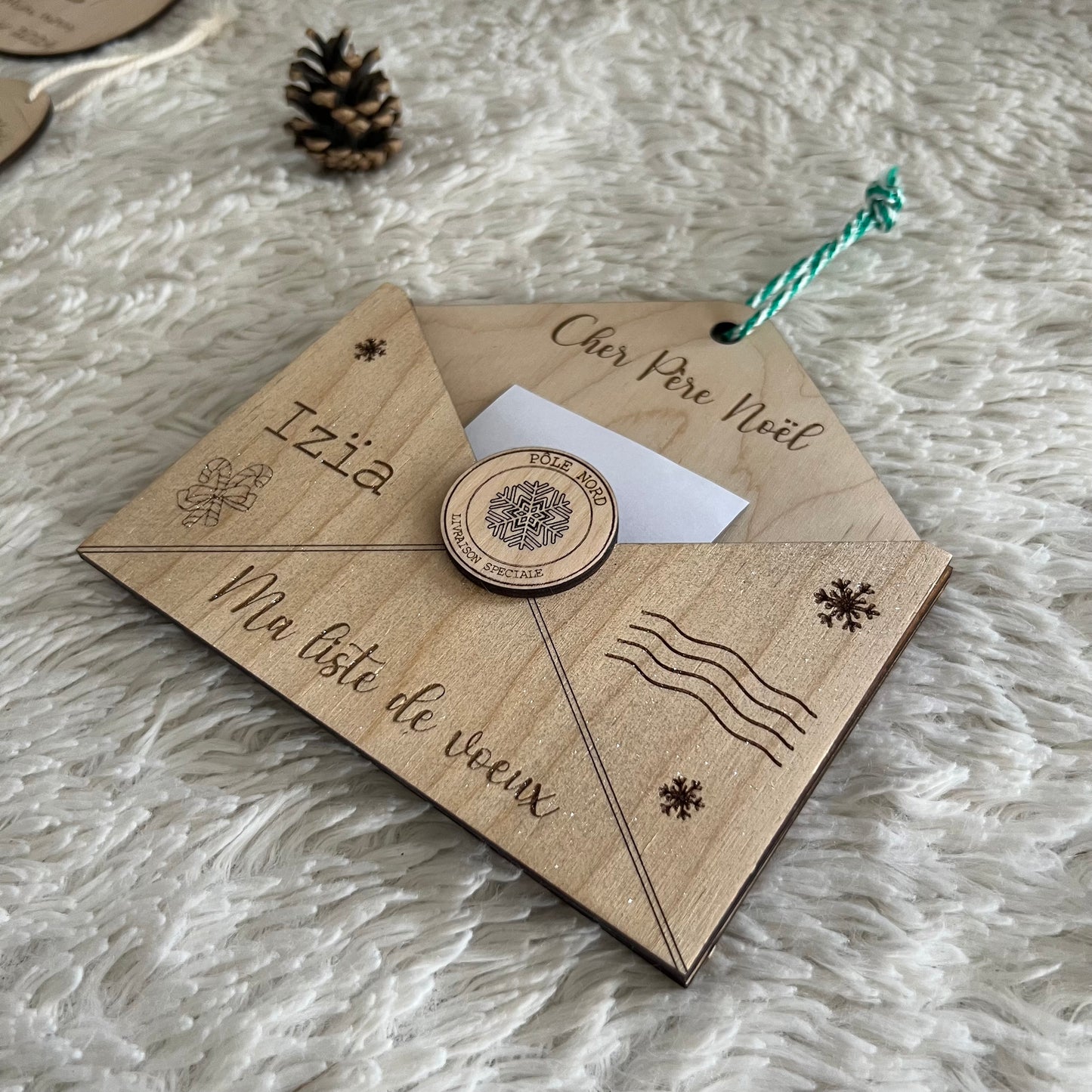 Enveloppe Liste de Noël en Bois personnalisée