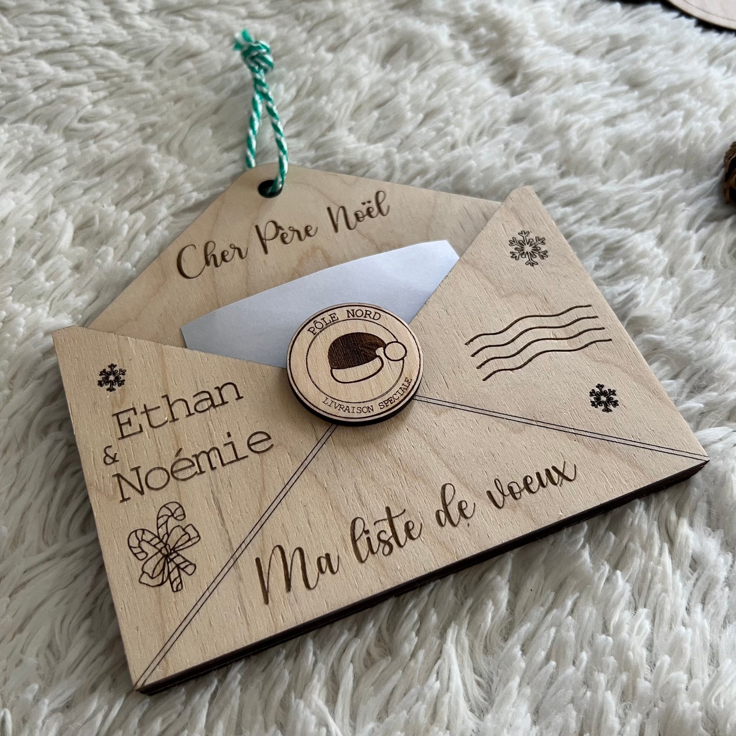 Enveloppe Liste de Noël en Bois personnalisée