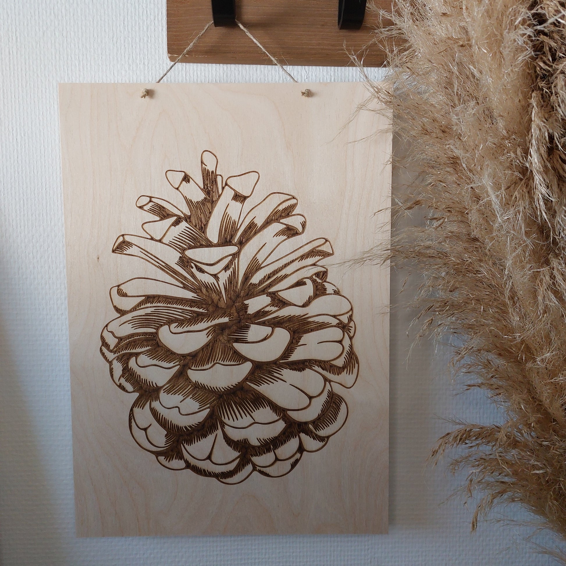 Tableau mural Loup géométrique en impression 3D et sa forêt en gravure sur  bois